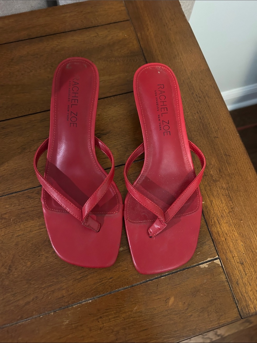 Rachel Zoe Bright Red Square-Toe Slide Heels